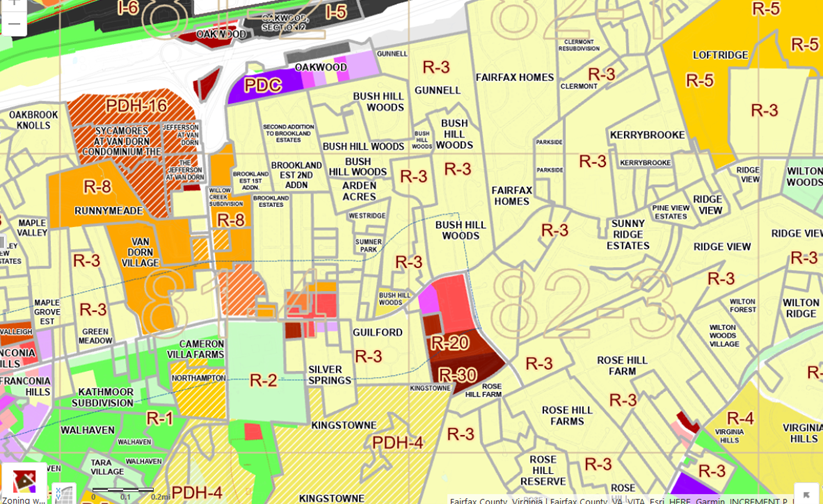 JADE image of zoning areas in Rose Hill Planning District